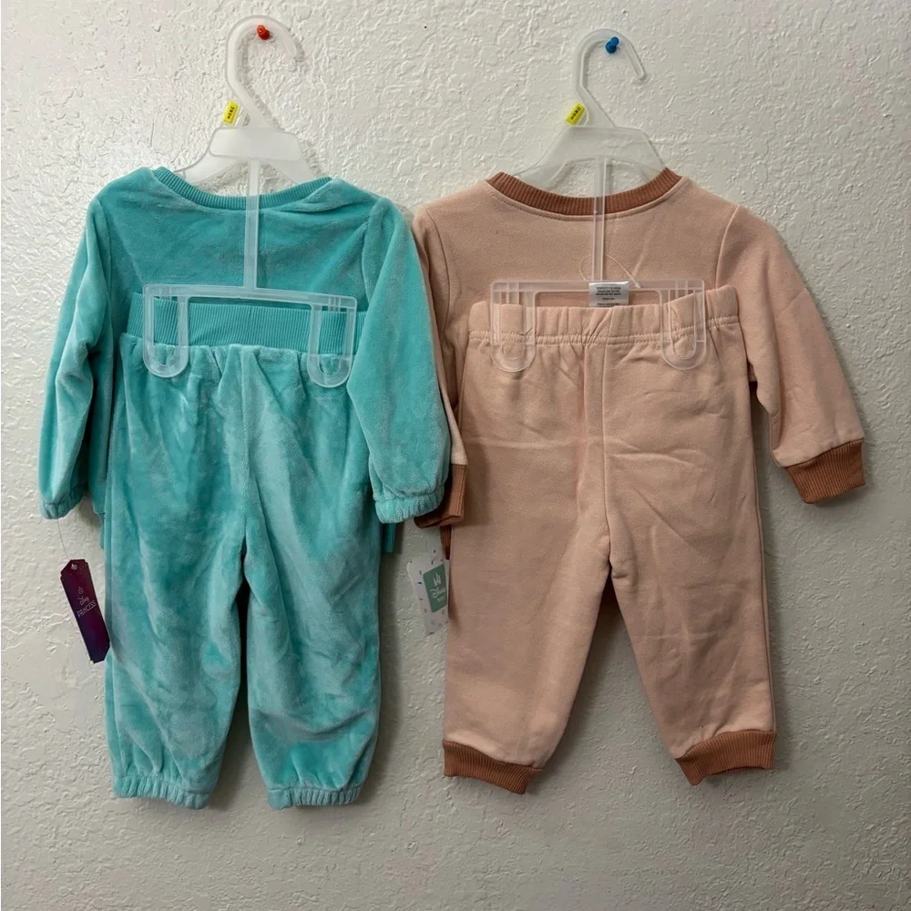 Bundle Disney Teal Princess‎ and Tan Minnie Mouse Pajama Set